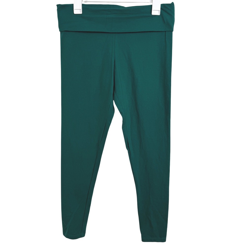 PINK Victoria's Secret Yoga‎ Pants Foldover Waist Green L Leggings Y2K